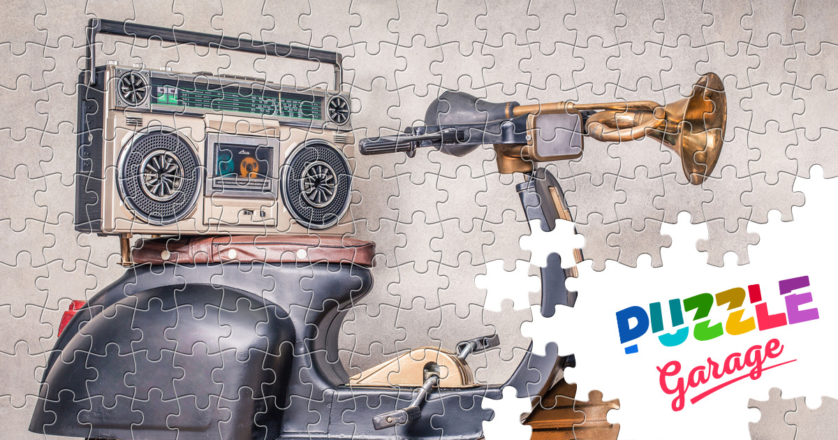 Retro scooter and tape recorder Jigsaw Puzzle (History, Retro) Puzzle