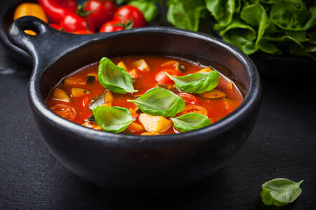 Minestrone soup with basil