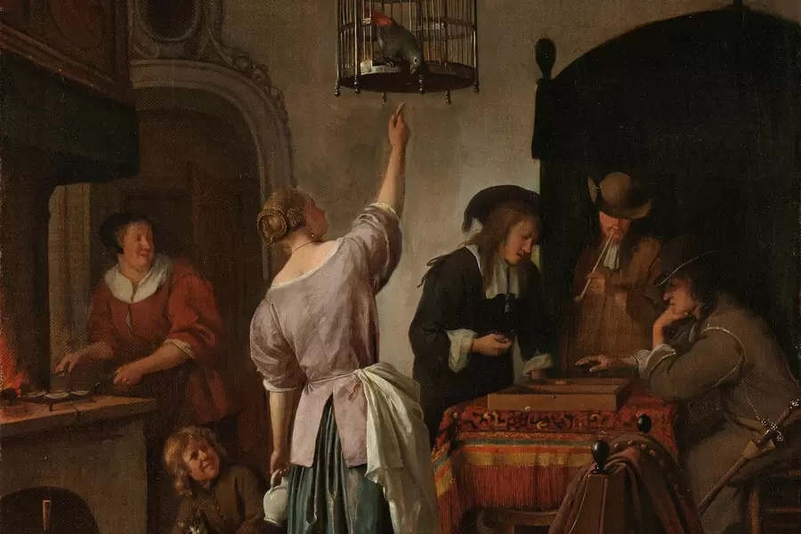 Jan Steen: "Sangkar Burung Beo"