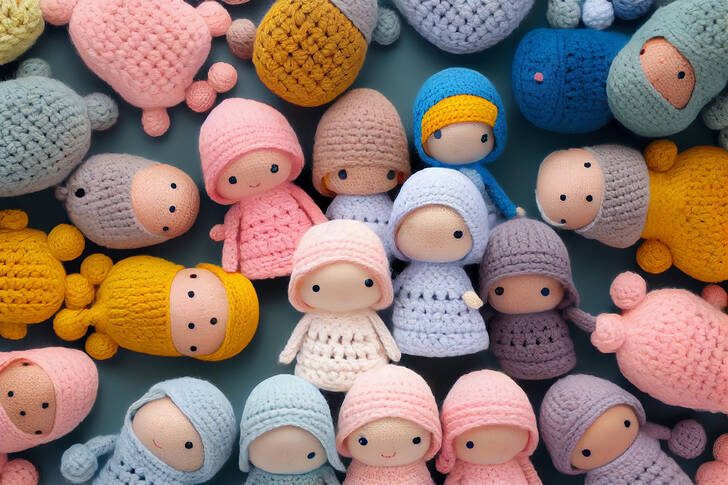 Children's knitted toys