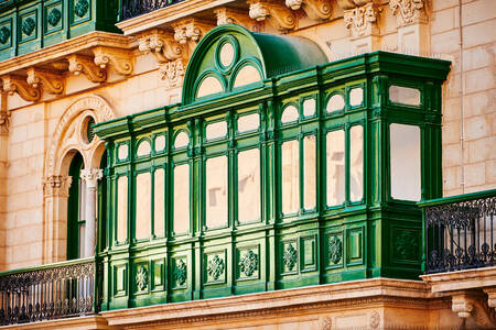 Fasad på en byggnad i Valletta