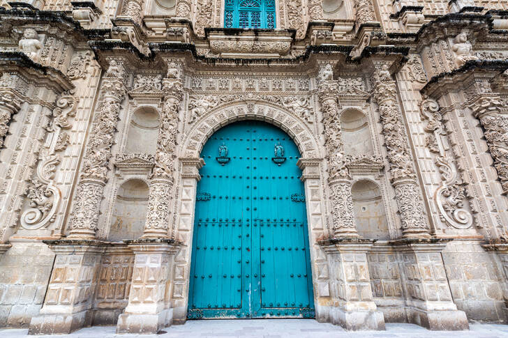 Facade of the cathedral in Cajamarca