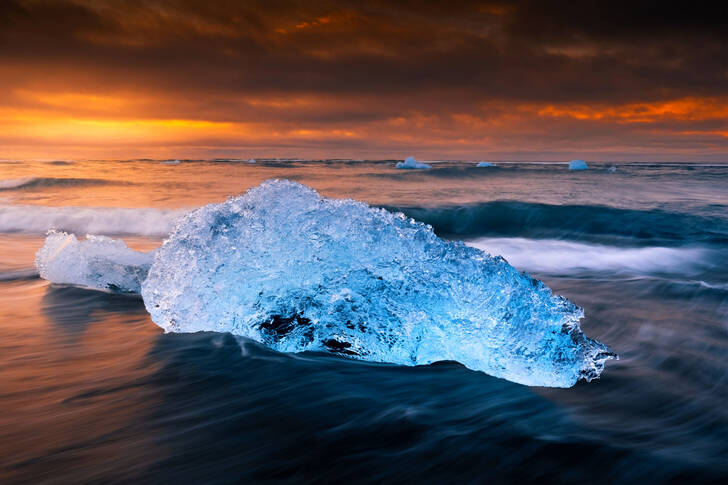 Part of an iceberg on the beach