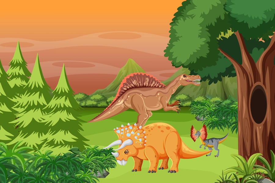 Dinosaures dans la forêt