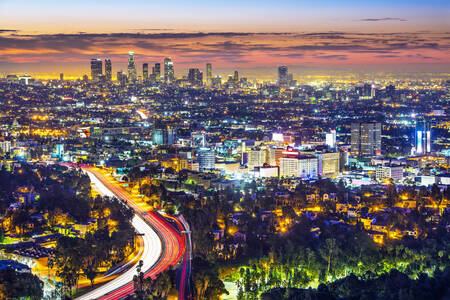 Pohled na Los Angeles v noci