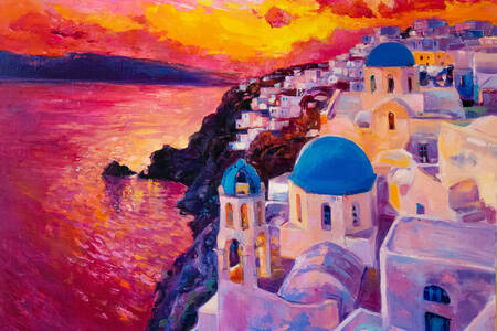 Coucher de soleil sur Santorin