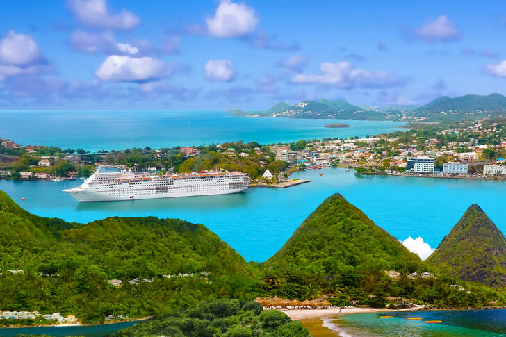 Cruise ship off the coast of the Caribbean