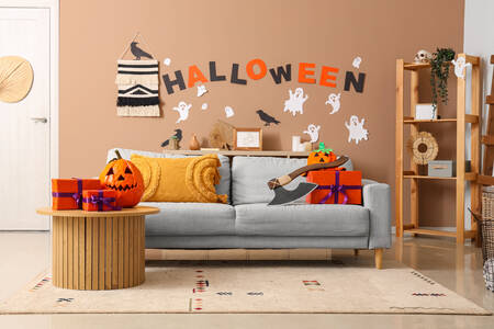 Vardagsrumsinredning för Halloween