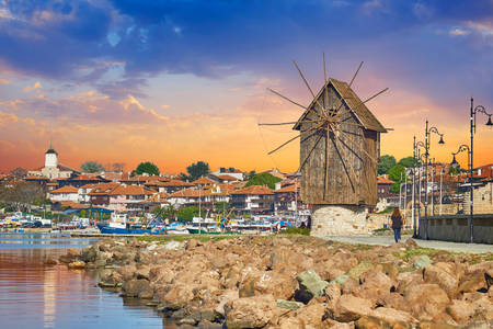 Wooden mill in the old town of Nessebar