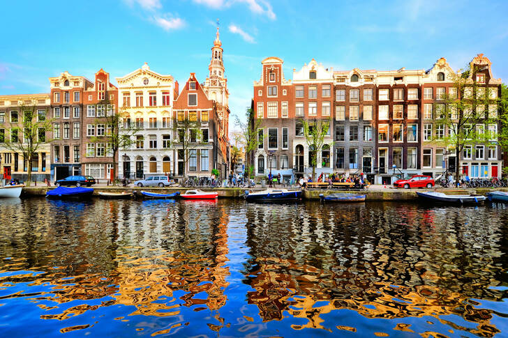Houses along the canal in Amsterdam