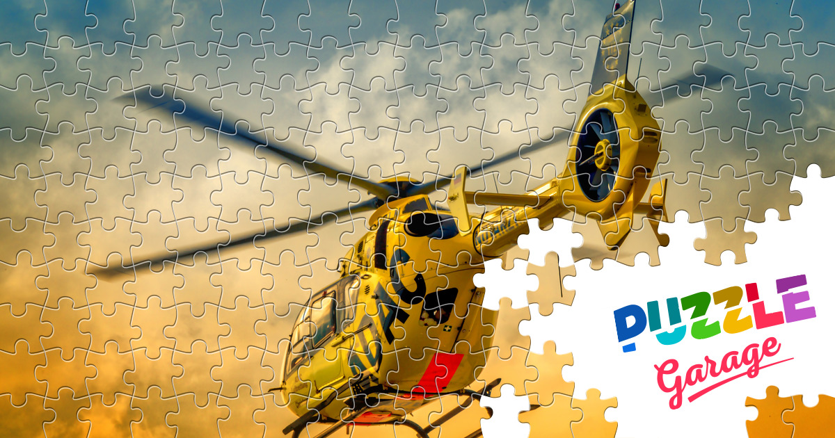 Yellow rescue helicopter Jigsaw Puzzle (Technics, Aviation) Puzzle Garage