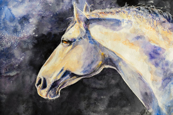 Painting with a white horse