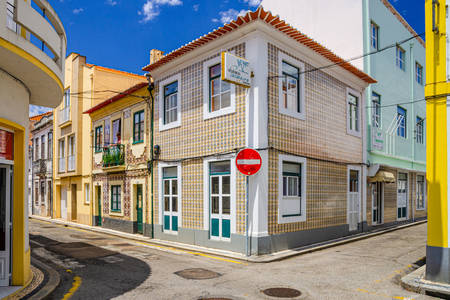 Colorful buildings of the city of Aveiro