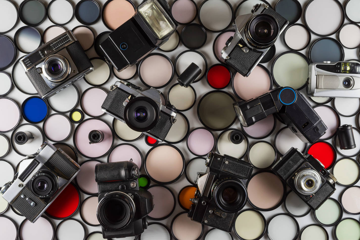 Cameras on the background of photo filters Jigsaw Puzzle (Stuff, Foto