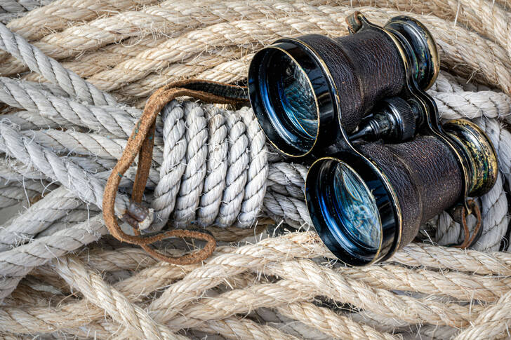 Binoculars on a marine rope