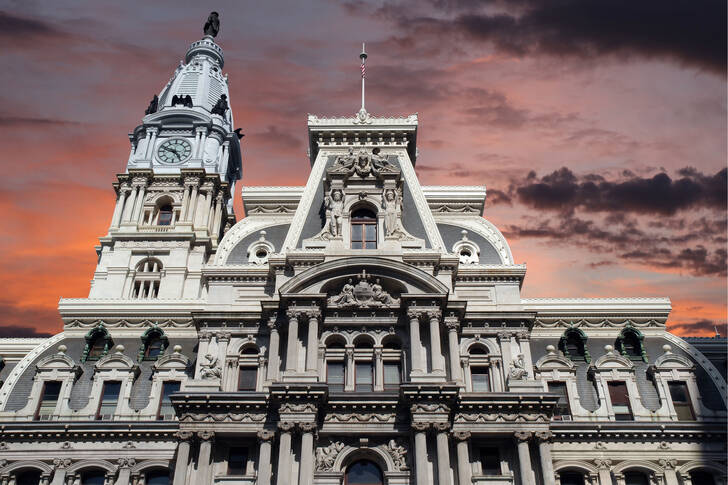Gevel van het stadhuis van Philadelphia