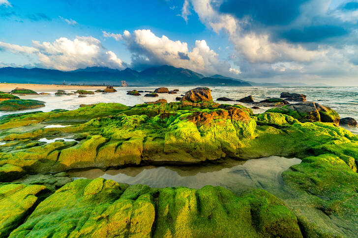 Rochas na praia em Da Nang