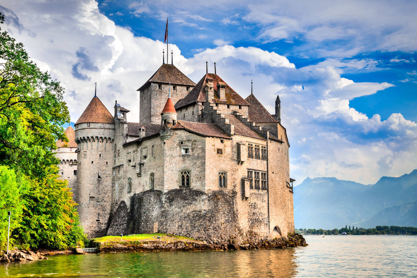 Chillon Castle On A Clear Day Jigsaw Puzzle (architecture, Castles 