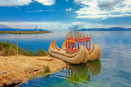 Boat on Lake Titicaca