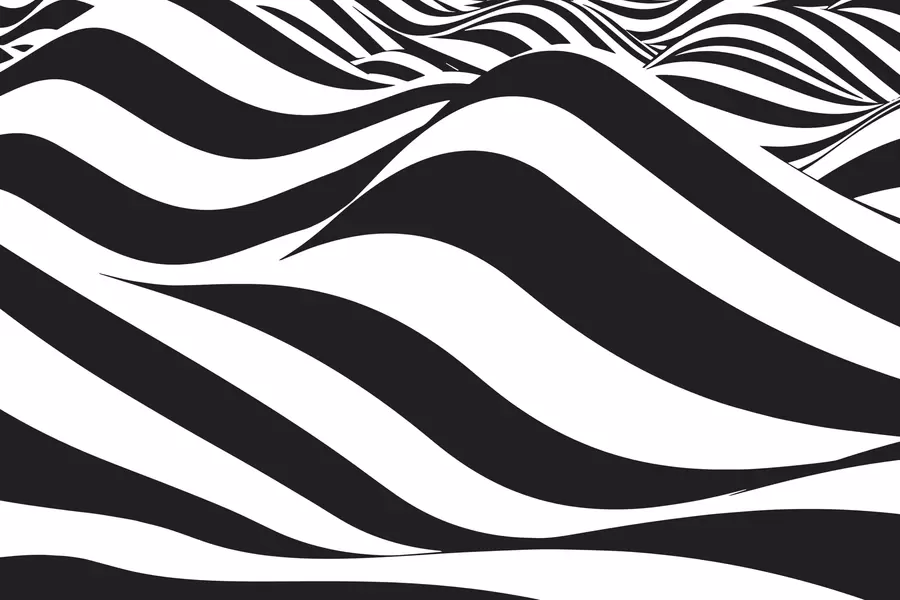 3D-abstractie: zwart-witte bergen