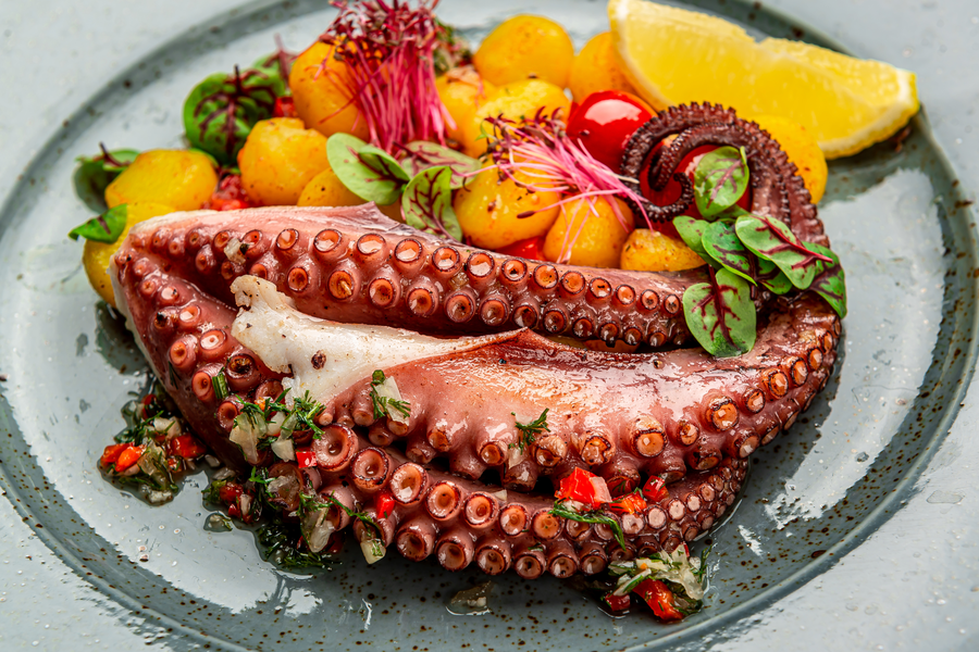 Octopus met groenten