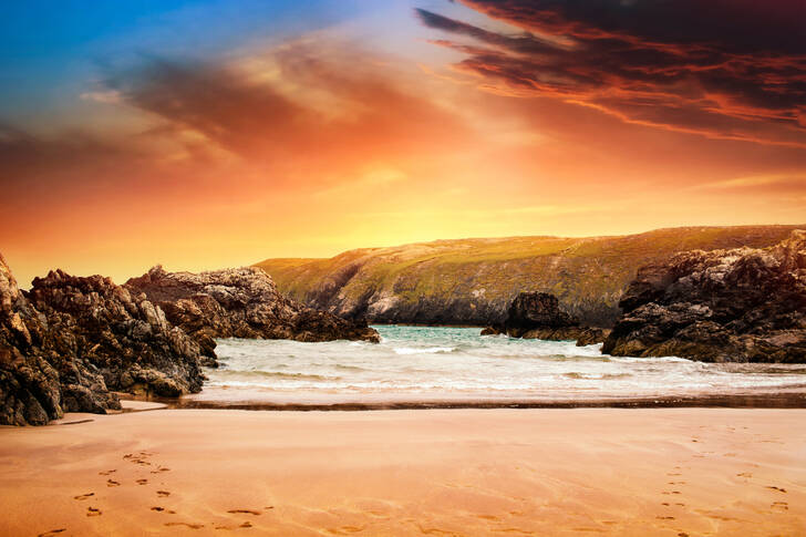 Coucher de soleil sur la plage de Durness