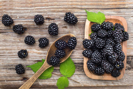 Brombeeren auf einem Holztisch