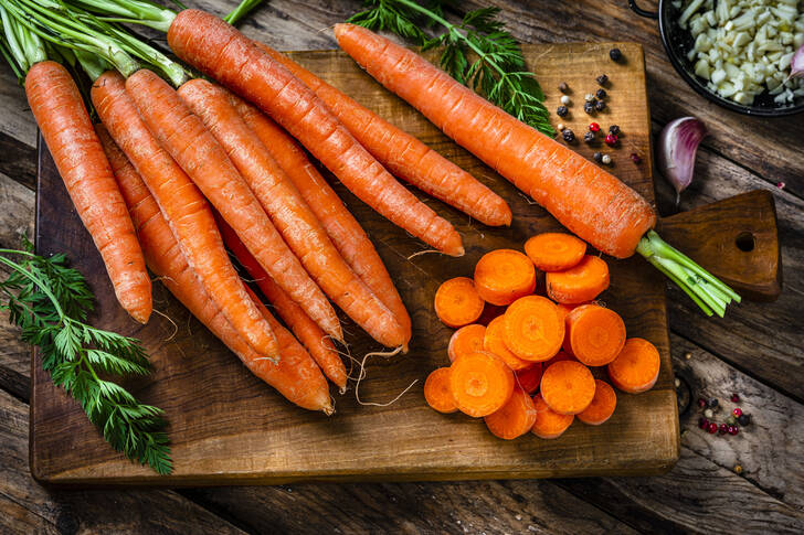 Carrots on a cutting board