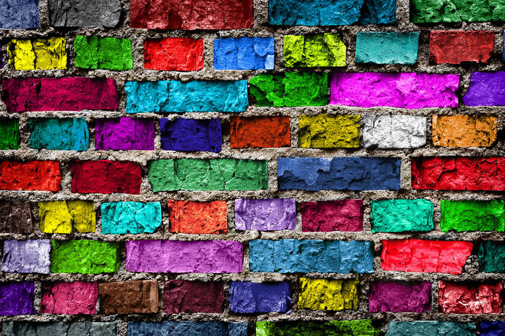Kolorowy mur z cegły