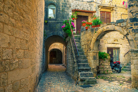 Stone courtyards in Trogir