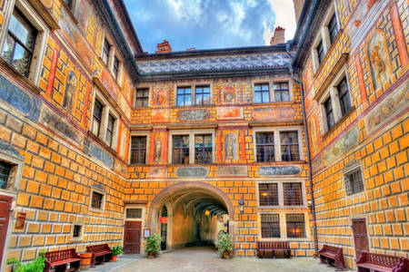 De binnenplaats van het kasteel van Cesky Krumlov