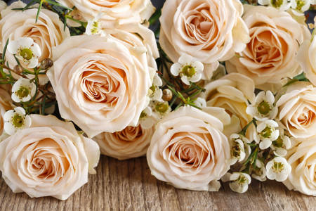 Bouquet de roses beiges