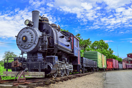 Old steam locomotive on the railway