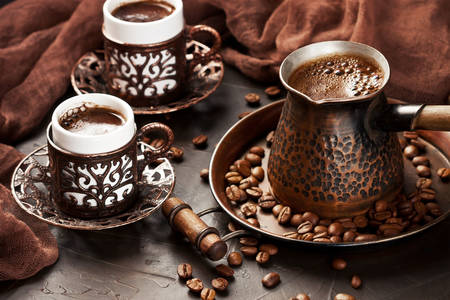 Coffee in an old turkish turk