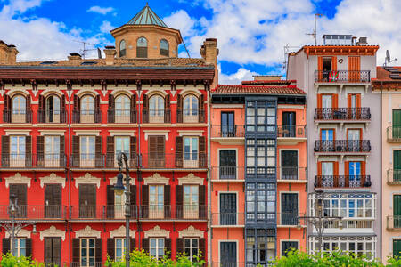 Pamplona'daki evlerin mimarisi