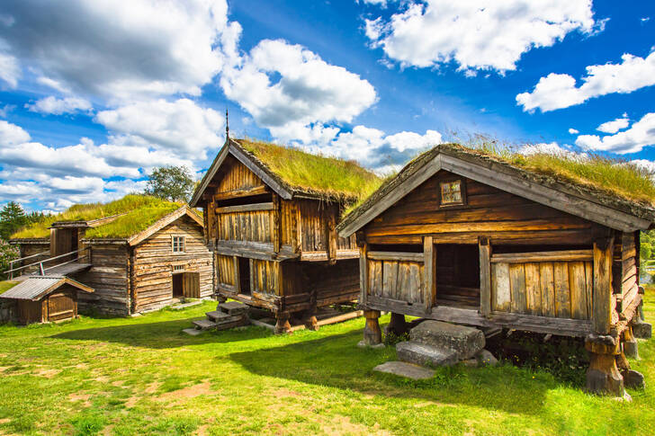 Casas tradicionales antiguas en Geilo