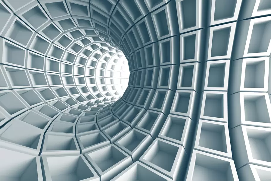 3D-abstractie: stalen tunnel