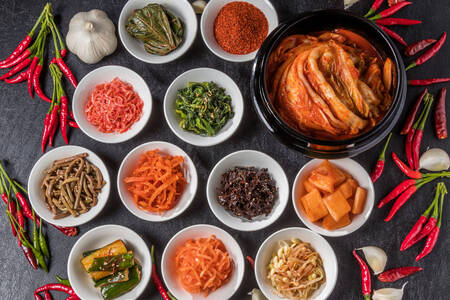 Kimchi and Korean snacks