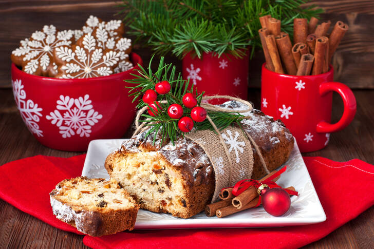 Stollen with nuts and candied fruits