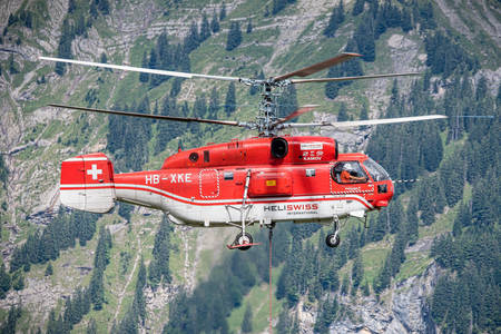 Red rescue helicopter