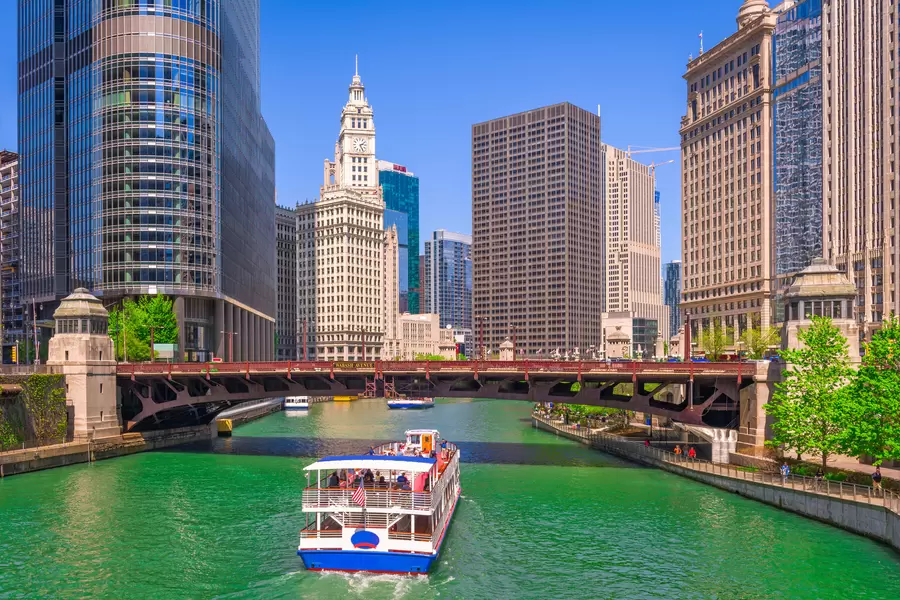 Uitzicht op de rivier de Chicago