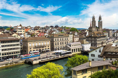 Zurich embankment view