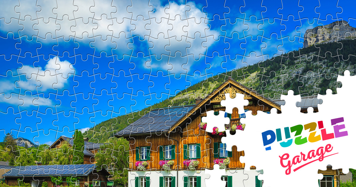 Alpine wooden house with flowers Jigsaw Puzzle (Countries, Austria ...
