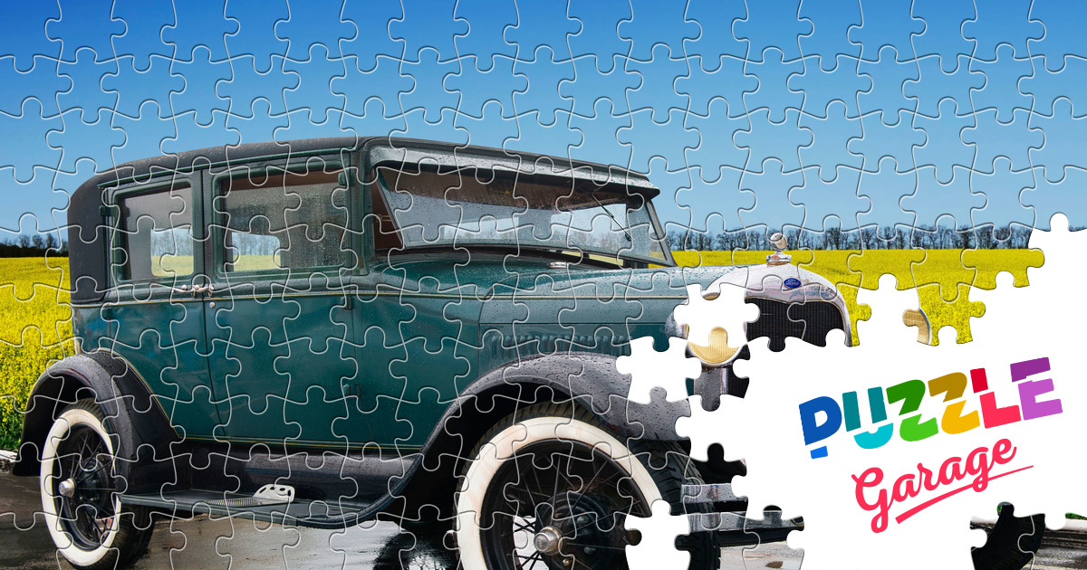 Retro car on the road Jigsaw Puzzle (Technics, Auto) Puzzle Garage