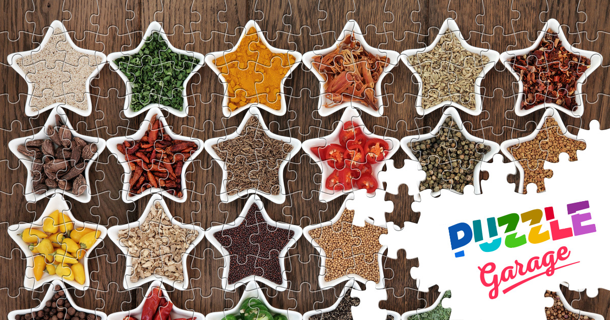 Spices in starshaped bowls Jigsaw Puzzle (Home, Food) Puzzle Garage