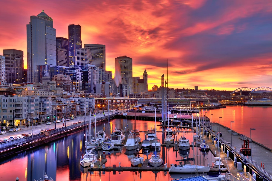 Zachód słońca nad Seattle