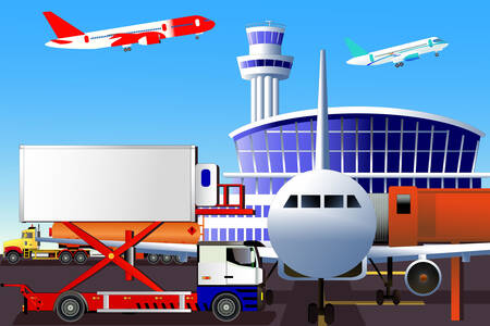 Luchthaven en vliegtuig