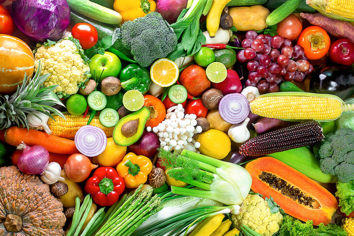 Frutas e vegetais coloridos