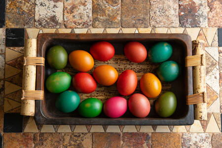 Easter eggs in a tray