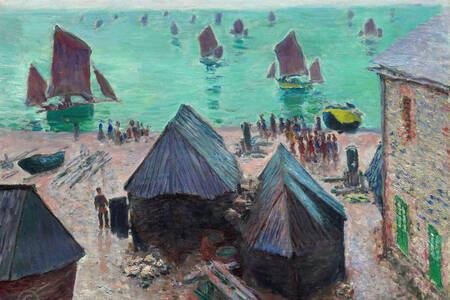 Claude Oscar Monet: "Keberangkatan Perahu, Étretat"